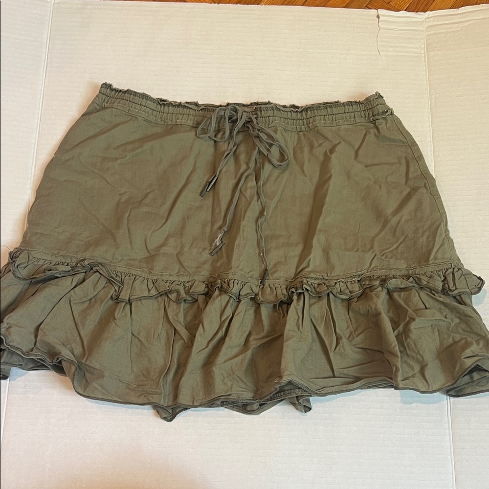 Abercrombie & Fitch Khaki Ruffle Mini Skirt